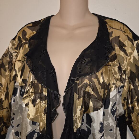 Vintage Spencer Alexis Kimono Sz L Silk Blend Boho Whimsigoth Fairy Lace Ruffles - Picture 3 of 16
